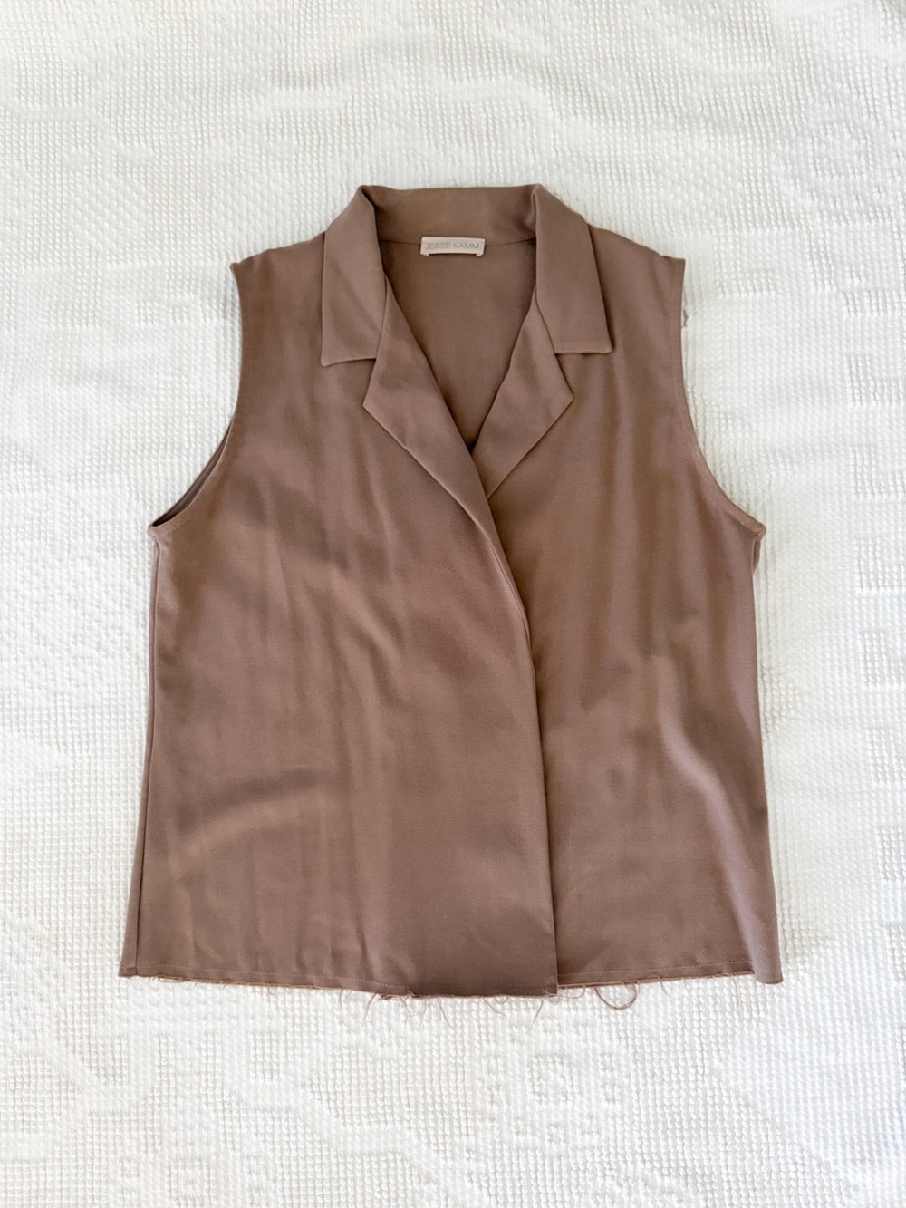 Jesse Kamm Davis Wrap Vest tan brown sleeveless blazer v-neck tank